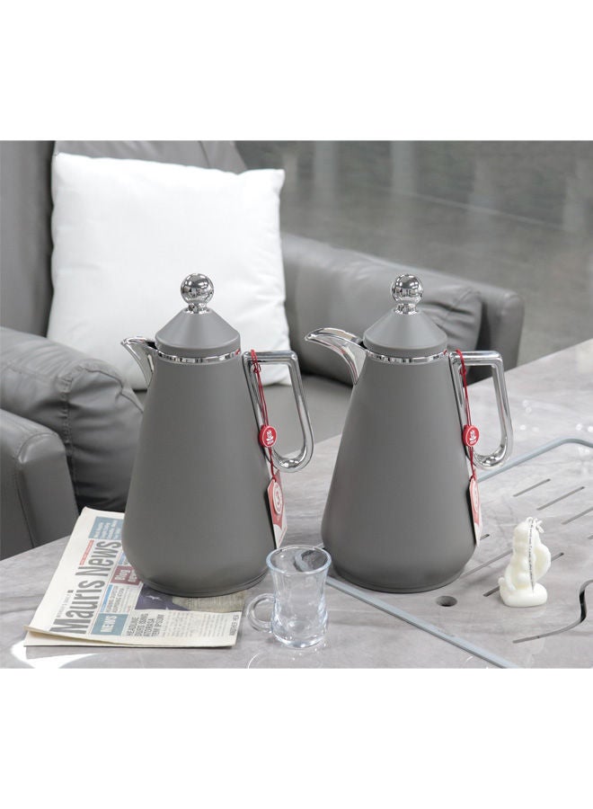 REEM 2-Piece Tea/Coffee Flask Set Grey/Silver 0.7 Liter & 1.0 Liter - Image 2